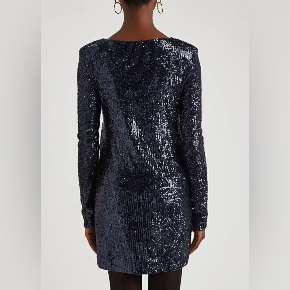 Saint Laurent Navy Blue Sequined Long Sleeve Mini Dress Size XS $ 1390.00 - Picture 2 of 11